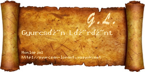 Gyurcsán Lóránt névjegykártya